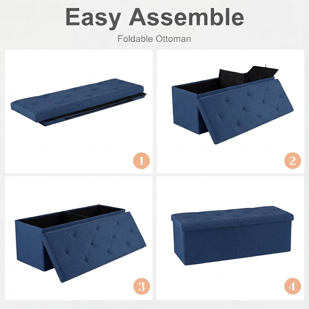 Sweetcrispy 43 Inch Folding Storage Ottoman Bench, Ottoman with Storage | Lar...
