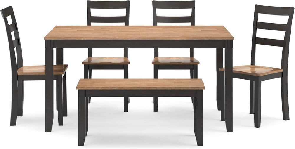 Signature Design by Ashley Gesthaven 6-Piece Dining Table Set with Bench | Tw...