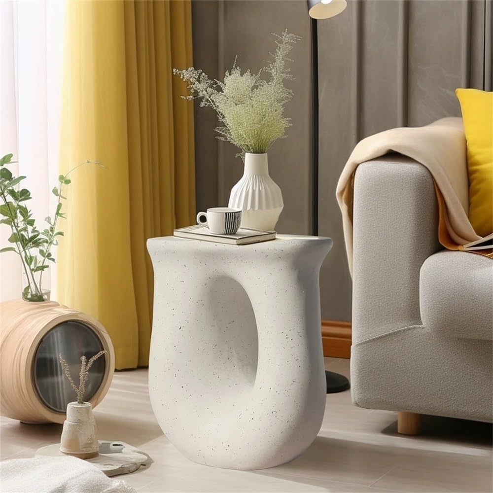 End Tables U-Shaped Geometric Concrete Decorative Table for Indoor and Outdoo...