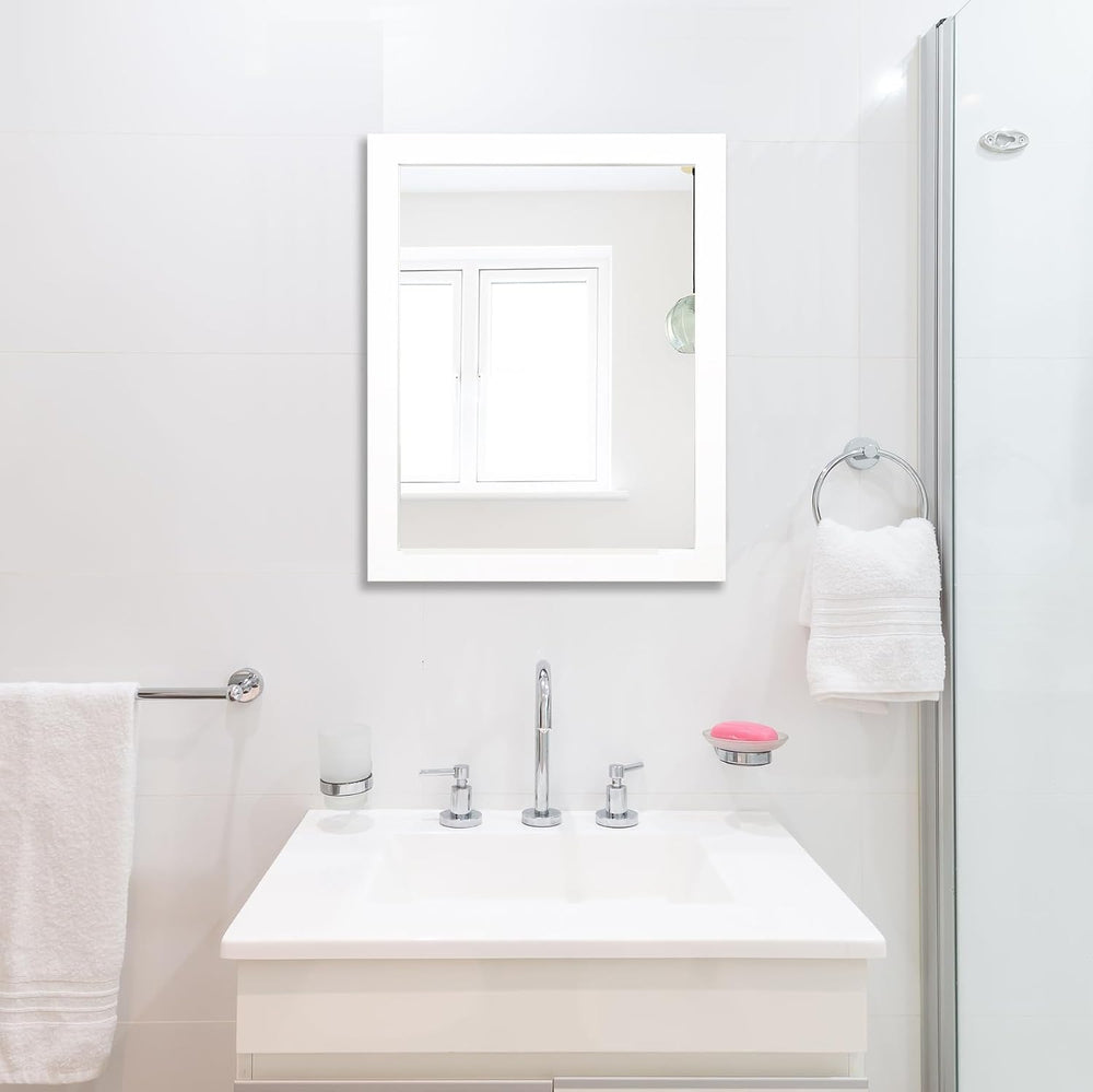 Rectangular Wall Mirror 20x16 Inch Bathroom Mirror for Over Sink, White