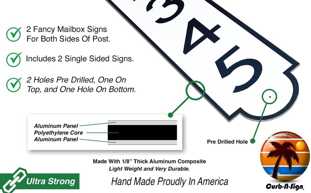 Curb N Sign Mailbox Numbers Plaques - Made of Aluminum Composite Material - S...