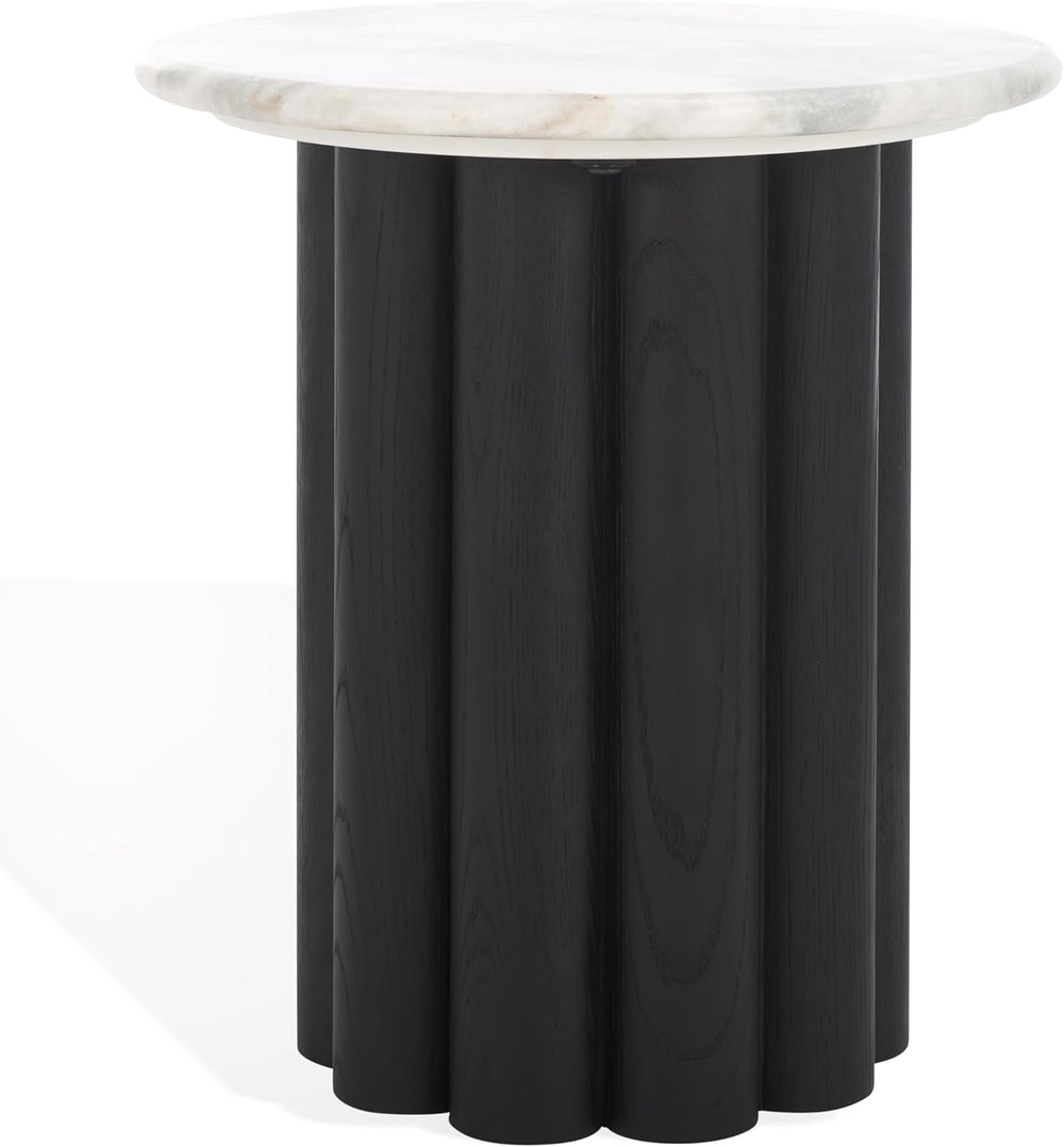 SAFAVIEH Couture Collection - Roxiella Black Solid Wood & Round Marble To...