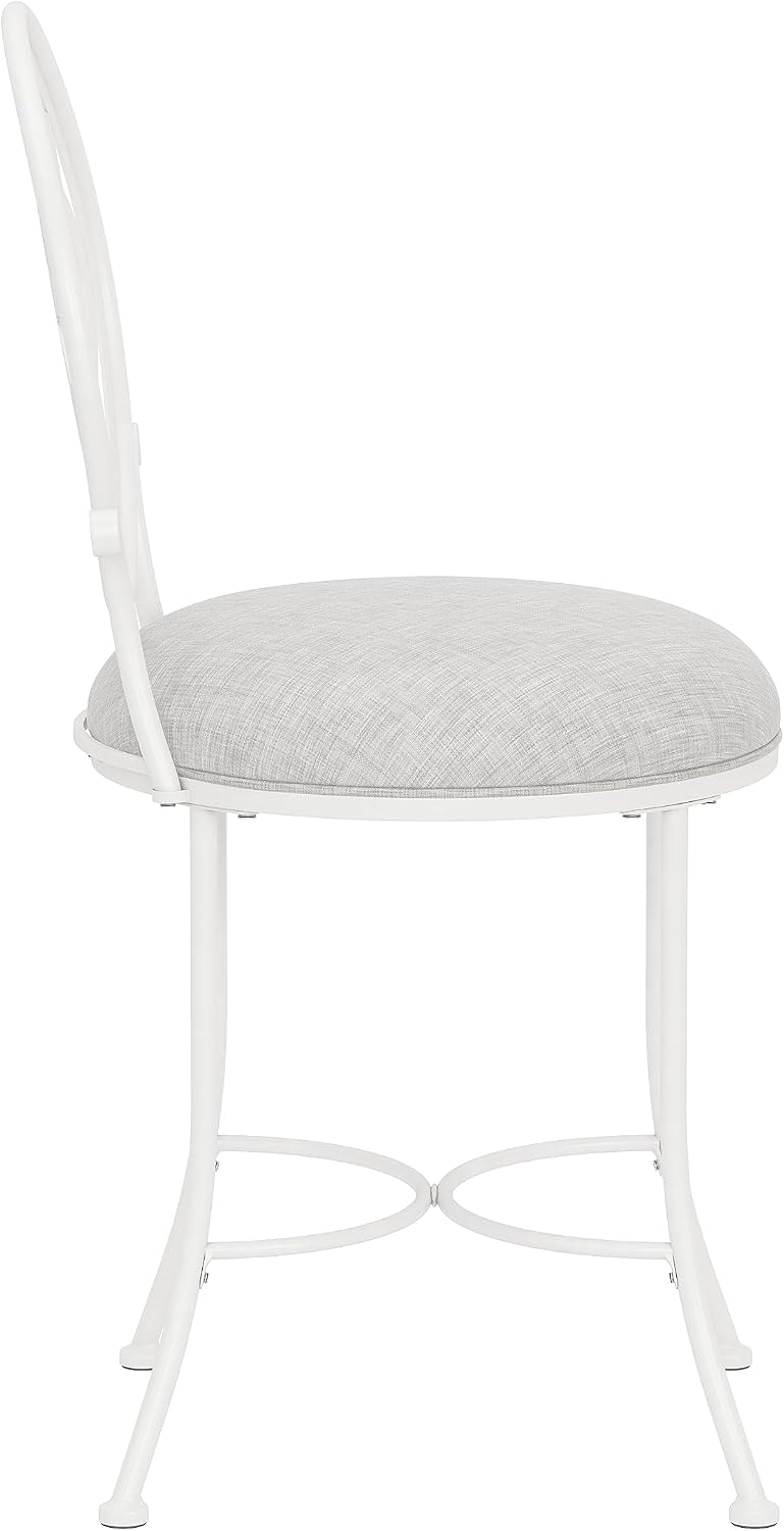 Hillsdale Marsala Metal Vanity Stool with a Circular Geometric Back Design, O...