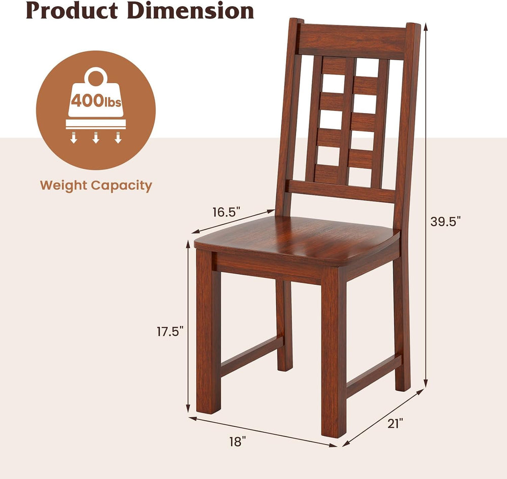 GIANTEX Wooden Dining Chairs Set of 2, Kitchen Chair w/Solid Rubber Wood Fram...