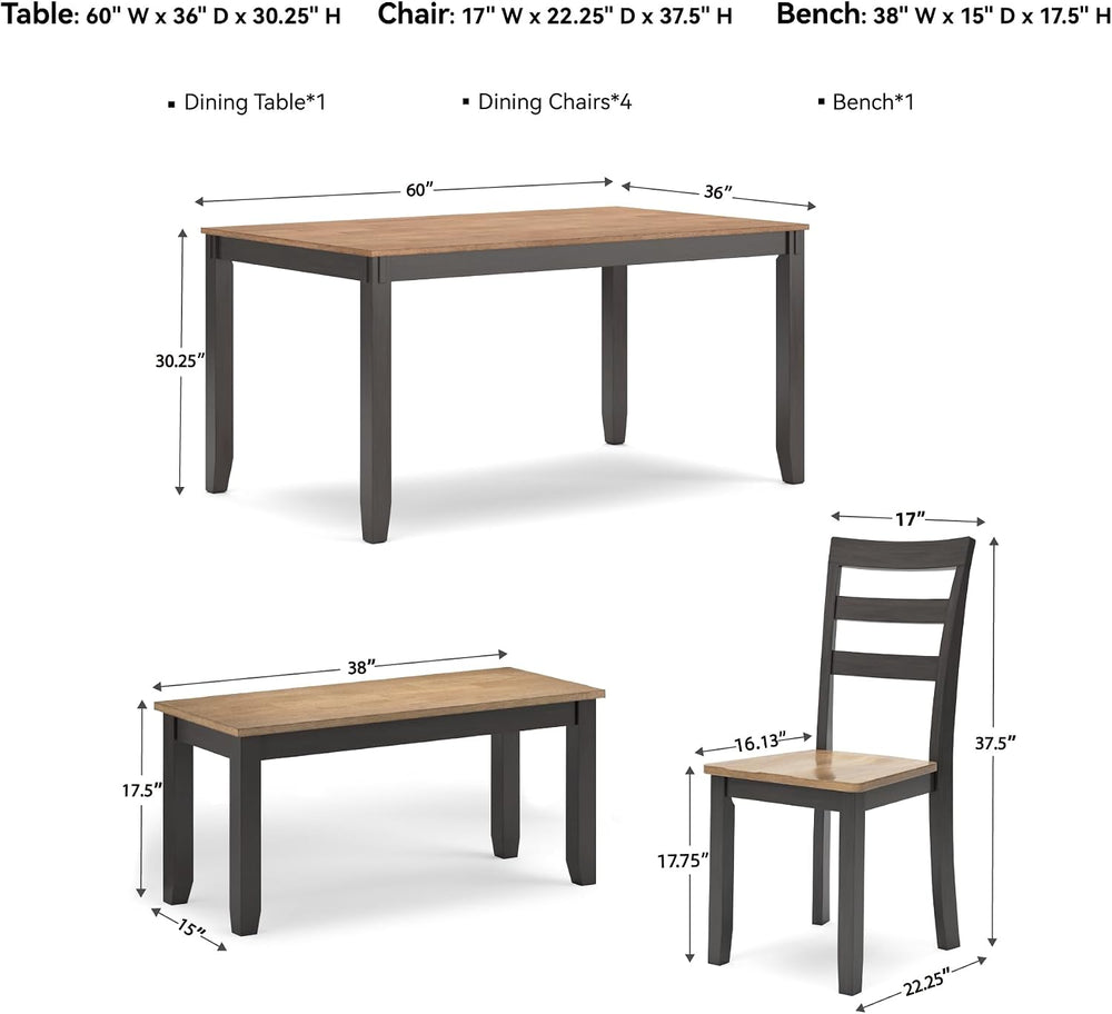 Signature Design by Ashley Gesthaven 6-Piece Dining Table Set with Bench | Tw...