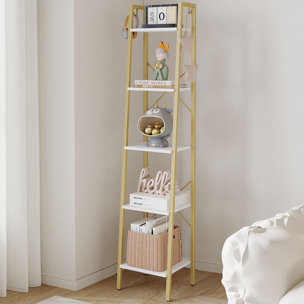 Hzuaneri Ladder Shelf, Bookshelf, Freestanding Corner Storage Shelf