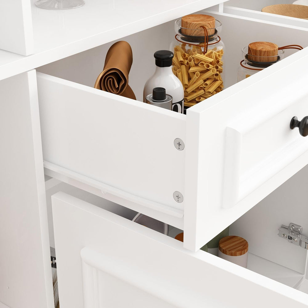 MOUMON Large Kitchen Hutch Storage Cabinet with Adjustable Shelves & Glas...