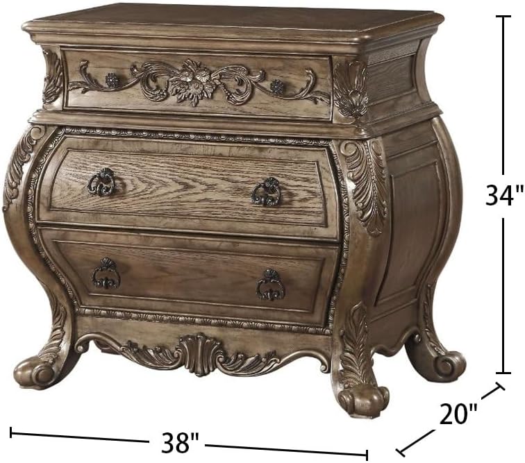 3 Drawers Nightstand in Vintage Oak Finish ,for Small Spaces