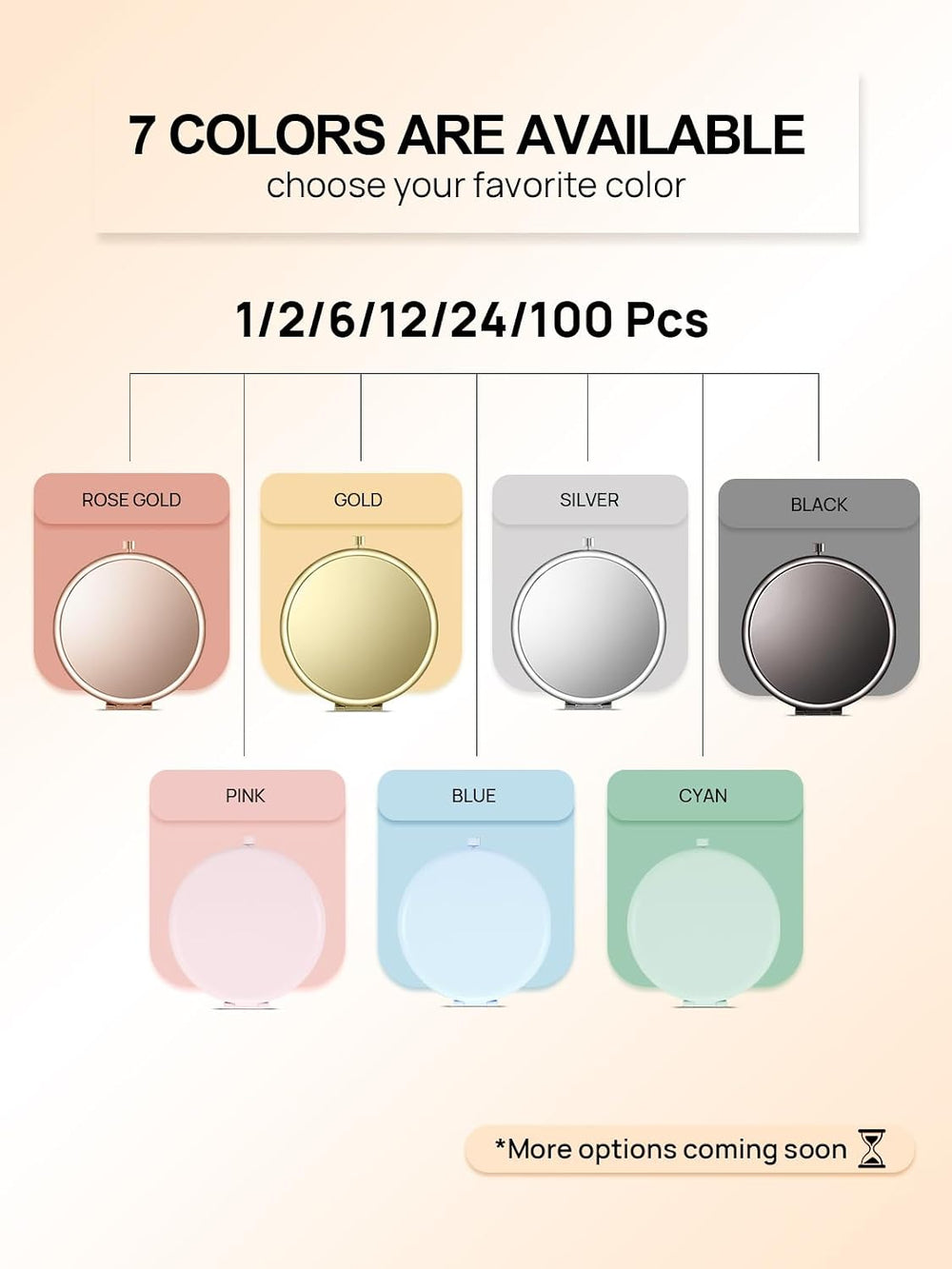 12 Pieces Compact Mirror Bulk, 1x/2x Pocket Mirror, Rose Gold