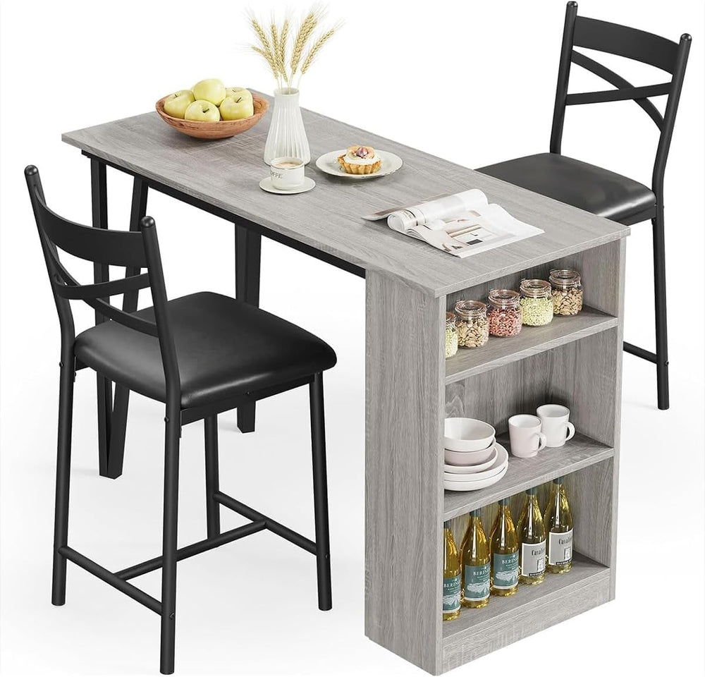 GAOMON 3 Piece Bar Table Set for 2, Bar Table and Chairs Set with with Flip T...