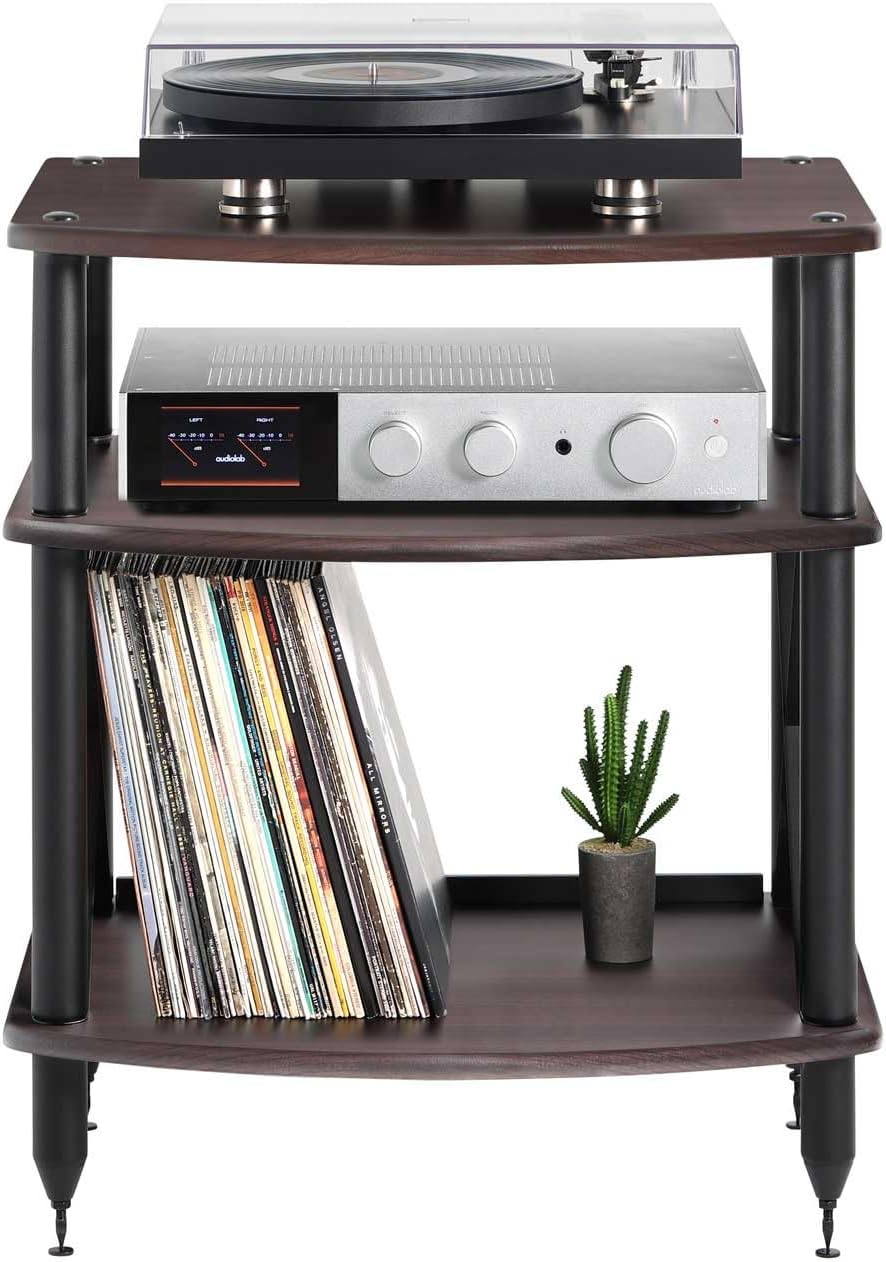 Pangea Audio Vulcan TT Turntable Stand with Vinyl Record Storage (Espresso)