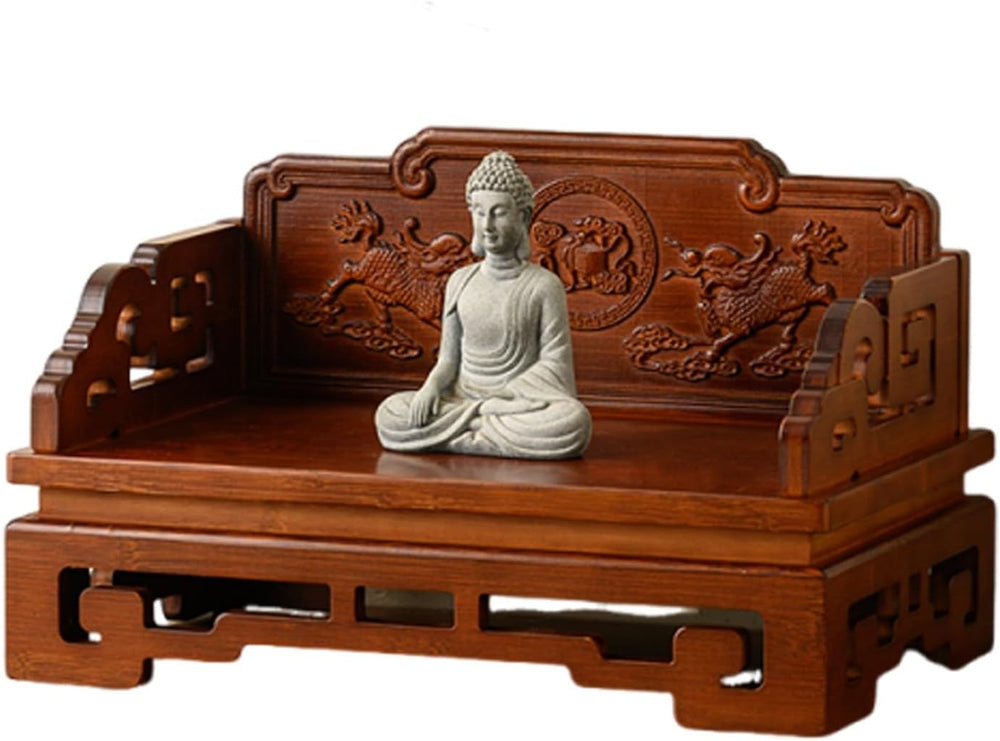 Bamboo Buddha Altar Cabinet, Prayer Meditation Table, Chinese Carving Buddhis...