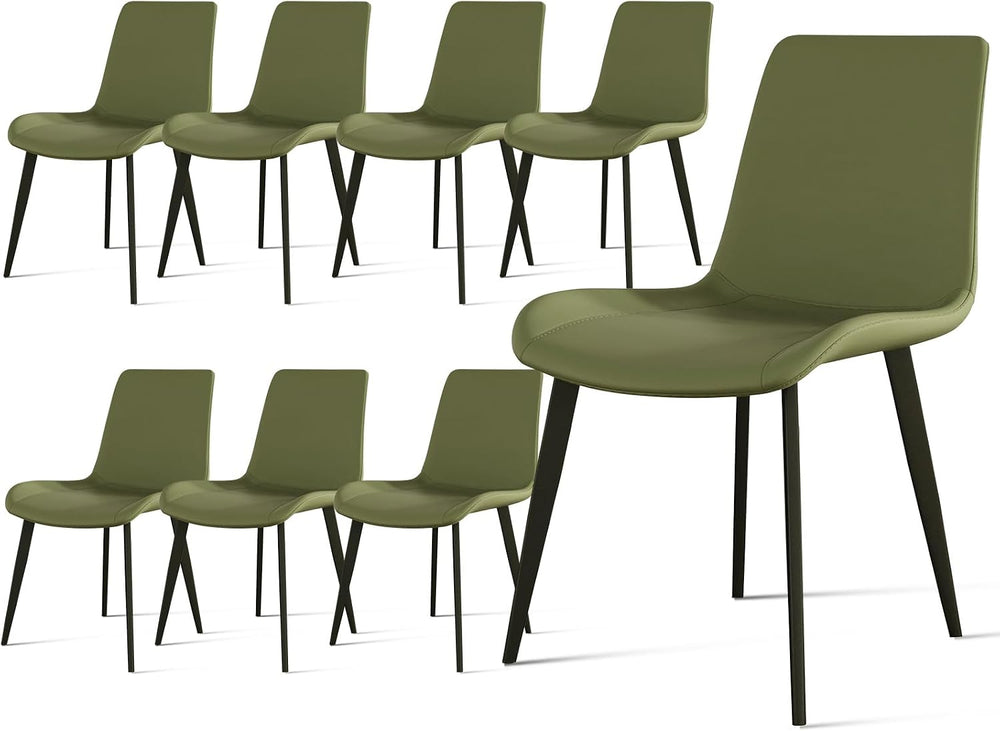 Modern Dining Chairs Set of 8, PU Leather Upholstered Dinner Chairs with Stur...