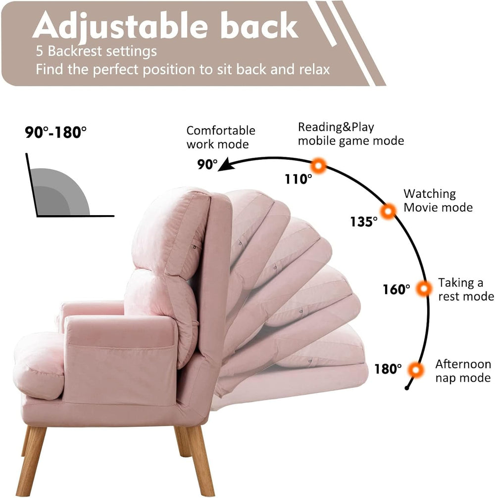 CANMOV Modern Accent Chair with Ottoman Set of 2, Soft Fabric Armchair with A...