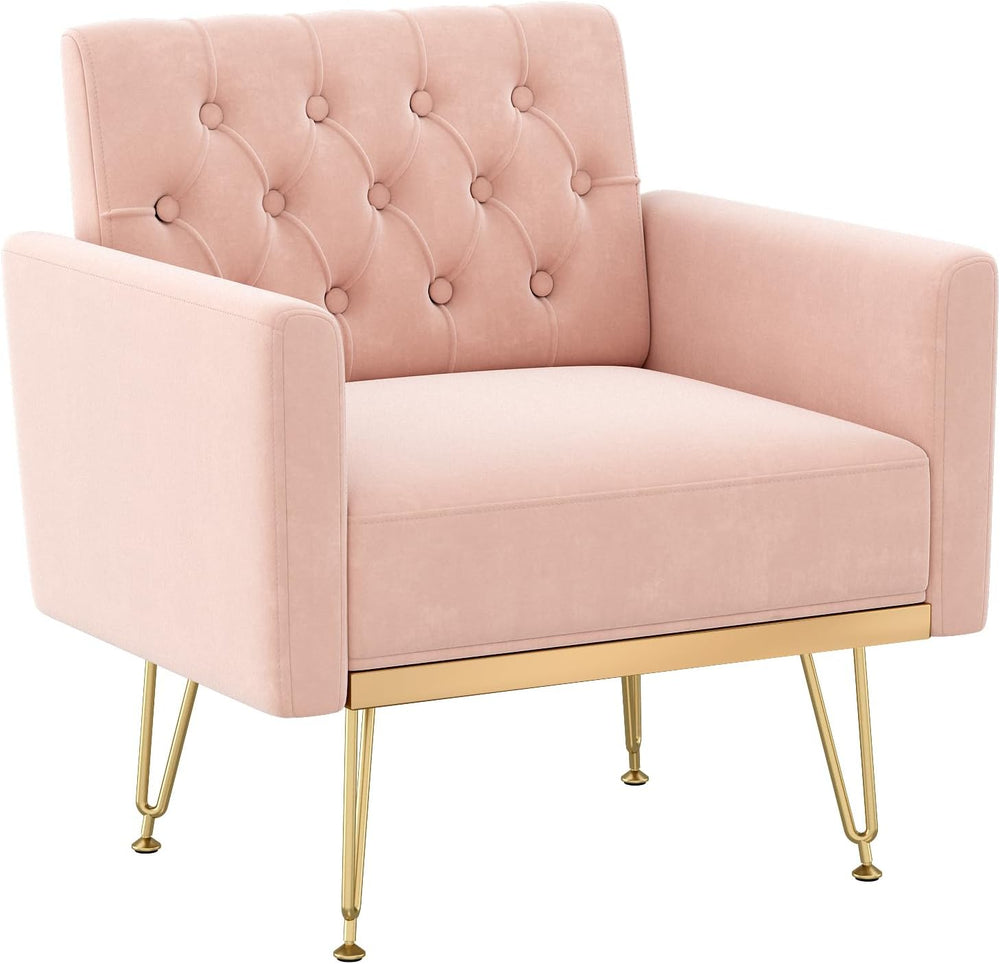 Olela Accent Chair with Arm for Living Room, Velvet Modern Armchair, Pink | S...