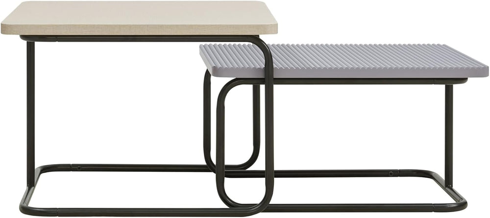 Furniture of America Chaya Modern Square Nesting Coffee Table Set of 2, Two-T...