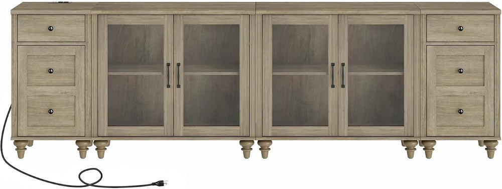WAMPAT Sideboard Buffet Cabinets with 4-Glass Door, 4-in-1 Kitchen Storage Ca...