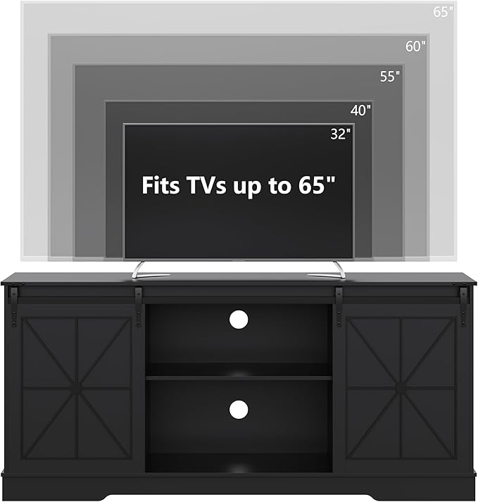 Farmhouse TV Stand for 65/60/55 Inch Tvs, Rustic Entertainment Center with St...