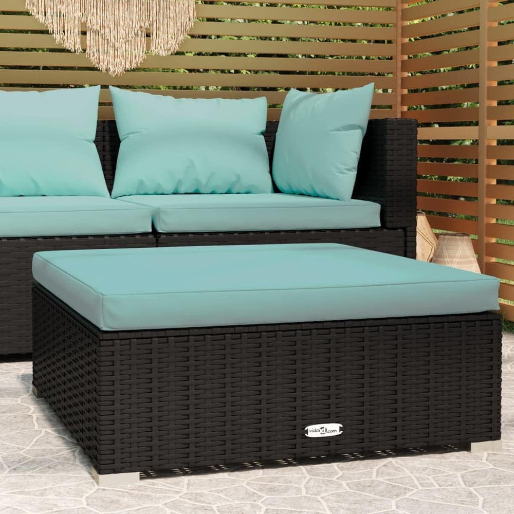 Patio Footrest with Aqua Cushion, Poly Rattan Garden Ottoman Outdoor & In...