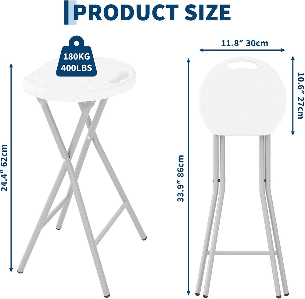 Garvee Folding Stool with Handle 24 Inch Tall Folding Bar Stool with Safety L...