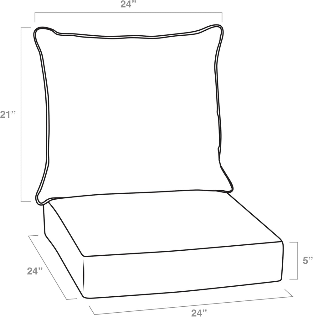Arden Outdoor Chair Cushions, Patio Furniture, 24x24 Foam Deep Seat, 4 Sets