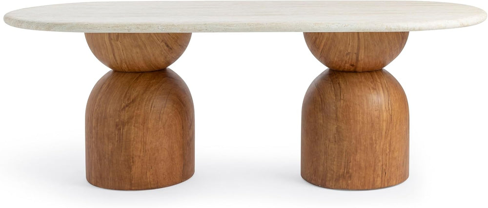 Tov Furniture Cynthia Travertine Concrete Indoor/Outdoor 87" Long Dining...