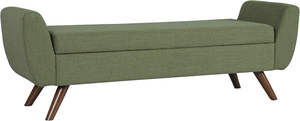 HomePop 60" Modern Storage Bench with Wood Legs - Olive Green Woven