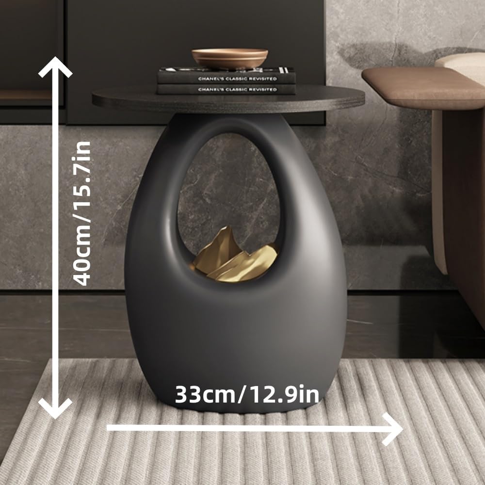 Round Side Table, Nightstand, Stylish Sofa Accent Table, Suitable for Living ...