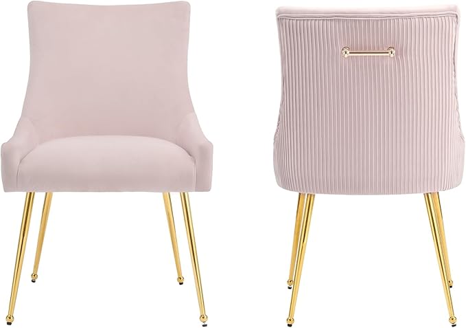 Velvet Dining Chairs Set of 2, Modern Upholstered Kitchen Chair with Pull Han...