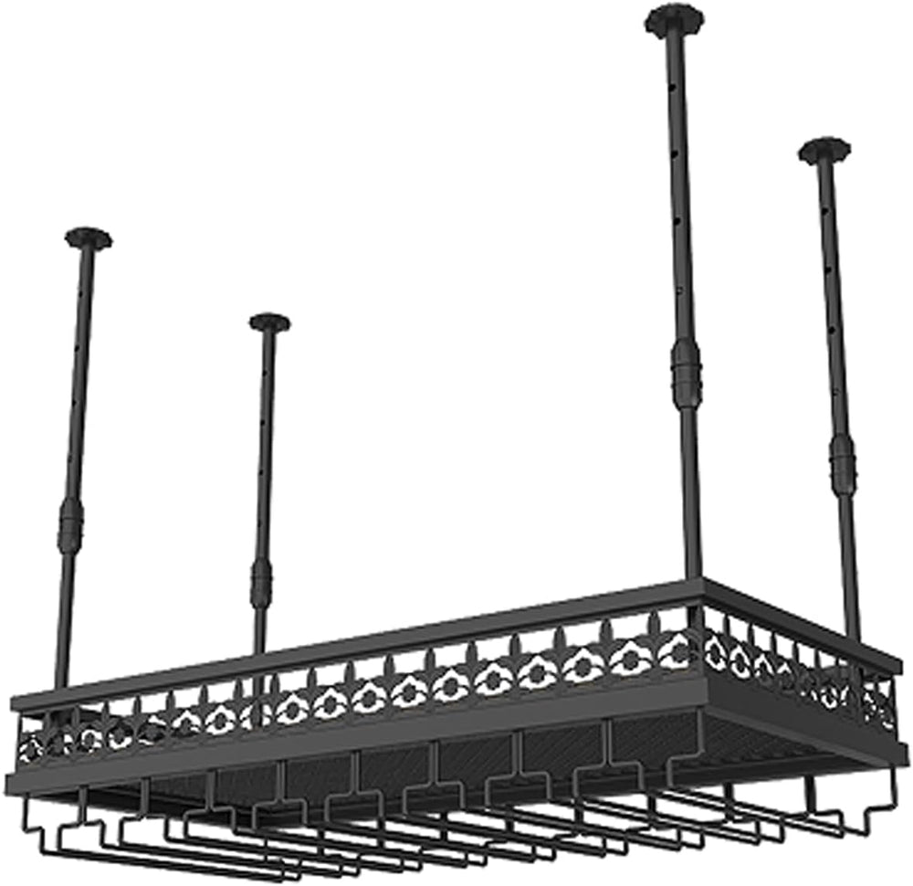 Ceiling Wine Rack-Hanging Stemware Holderfor Bar,23.6"x11.8"-Black ...