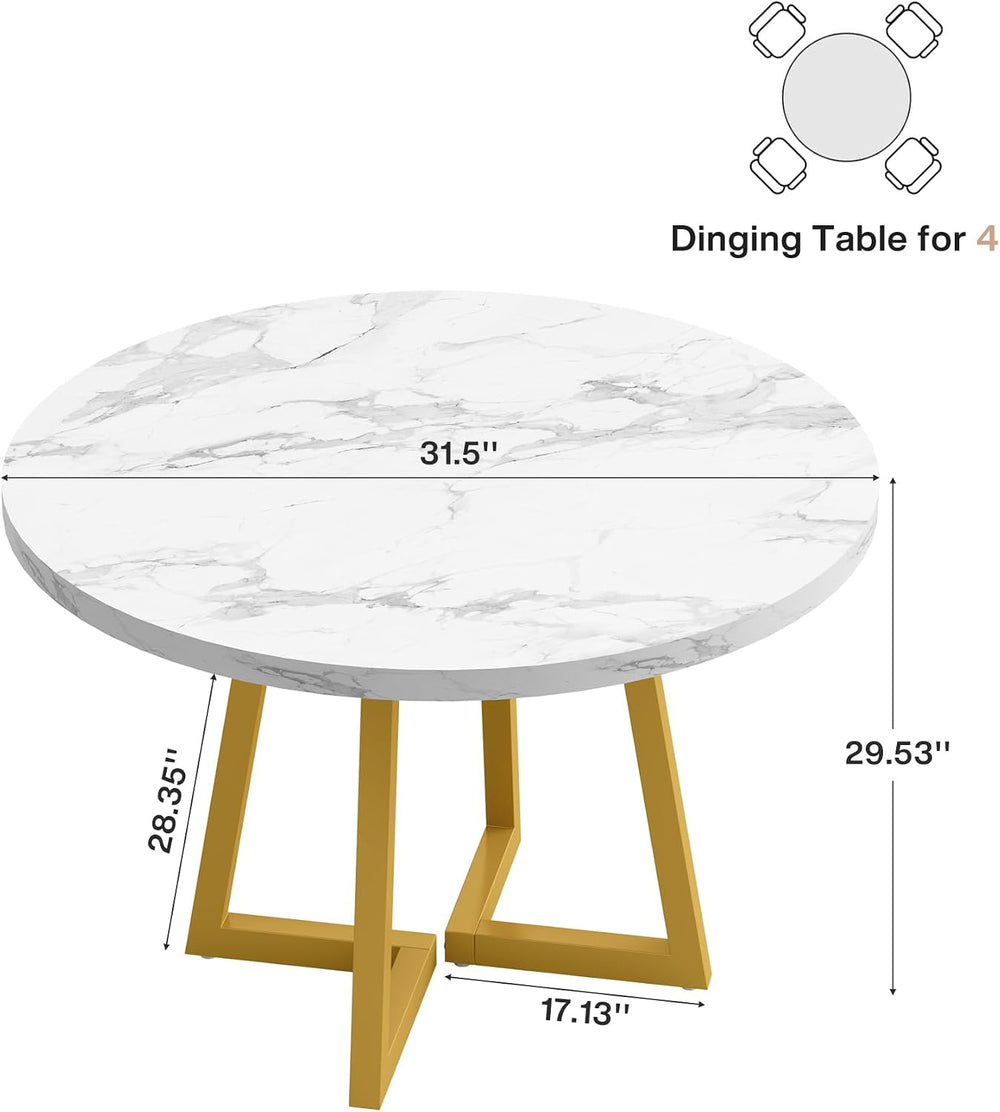 Tribesigns Round Dining Table for 2, 31.5" Modern Kitchen Table with Met...