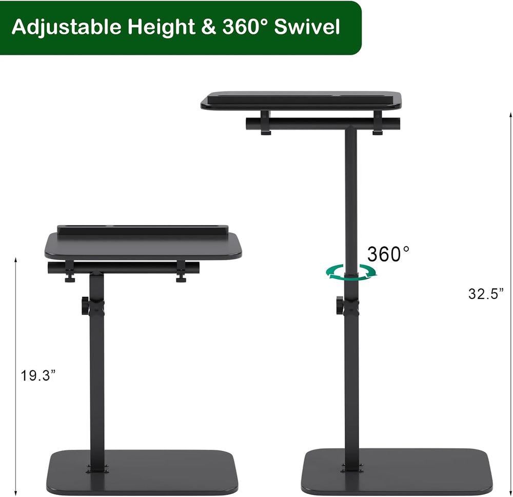 Adjustable End Table for Couch, 360ยฐ Swivel C Shaped Side Table with Height A...