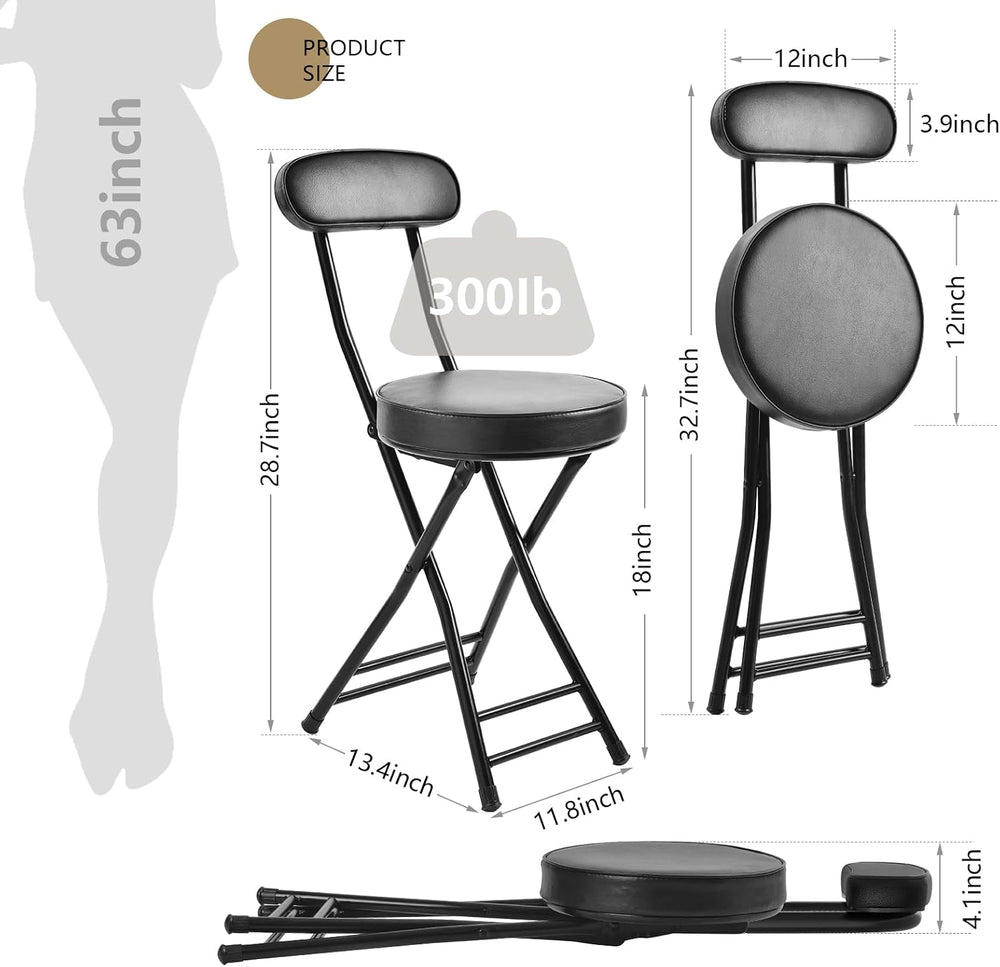 H HOMEWINS Folding Stool,18.7" Portable Foldable Stool Chair