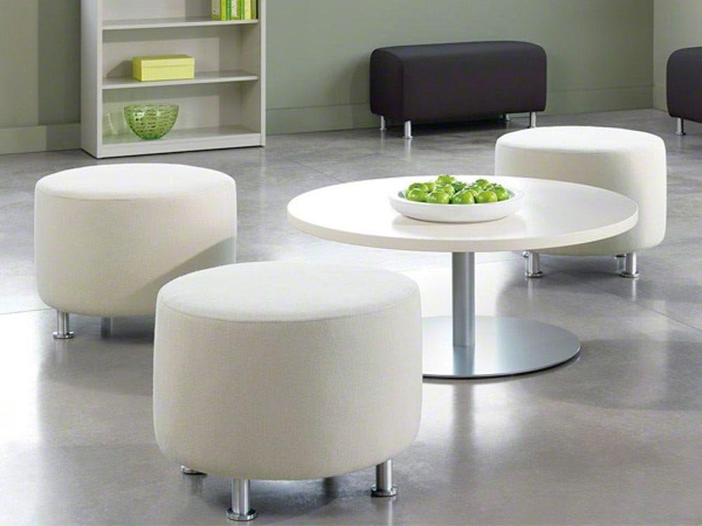 Steelcase Turnstone Alight Lounge Round Ottoman: Brushed Aluminum Legs