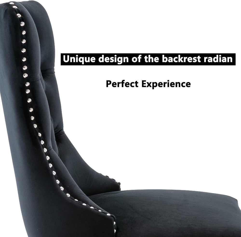 Virabit Velvet Dining Chairs, Tufted Upholstered Dining Chairs with Nailhead ...