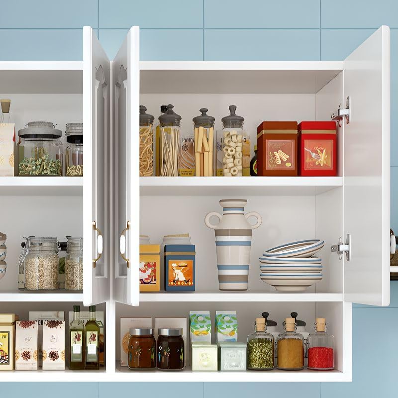 Wall Mounted Kitchen Pantry Storage Cabinet, White Narrow Sideboard Hanging C...
