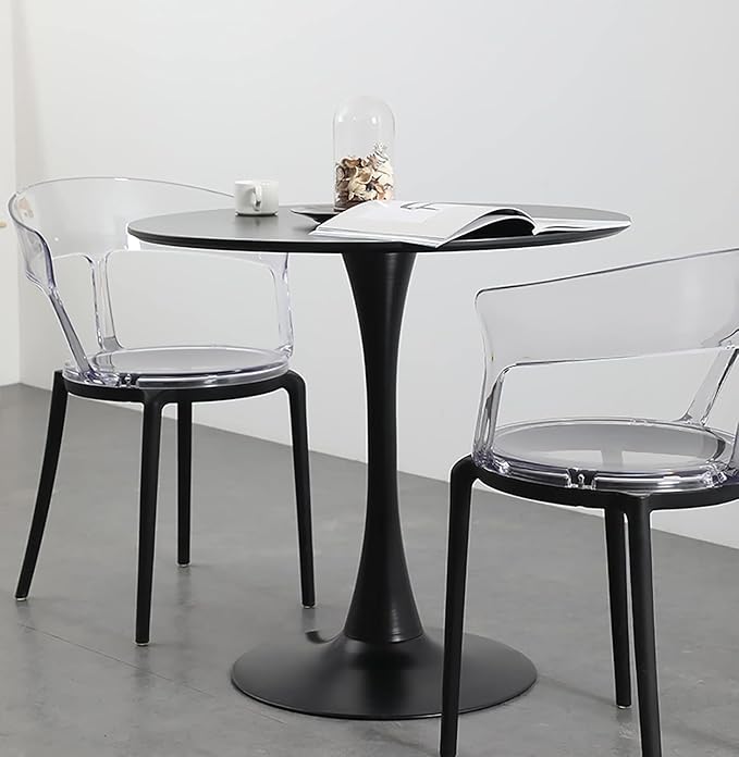 24" Round Dining Table for 2 MDF Table Top and Heavy Metal Dining Table ...