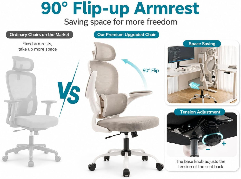 Ergonomic Office Chair with Adjustable Headrest & Lumbar Support, High Ba...