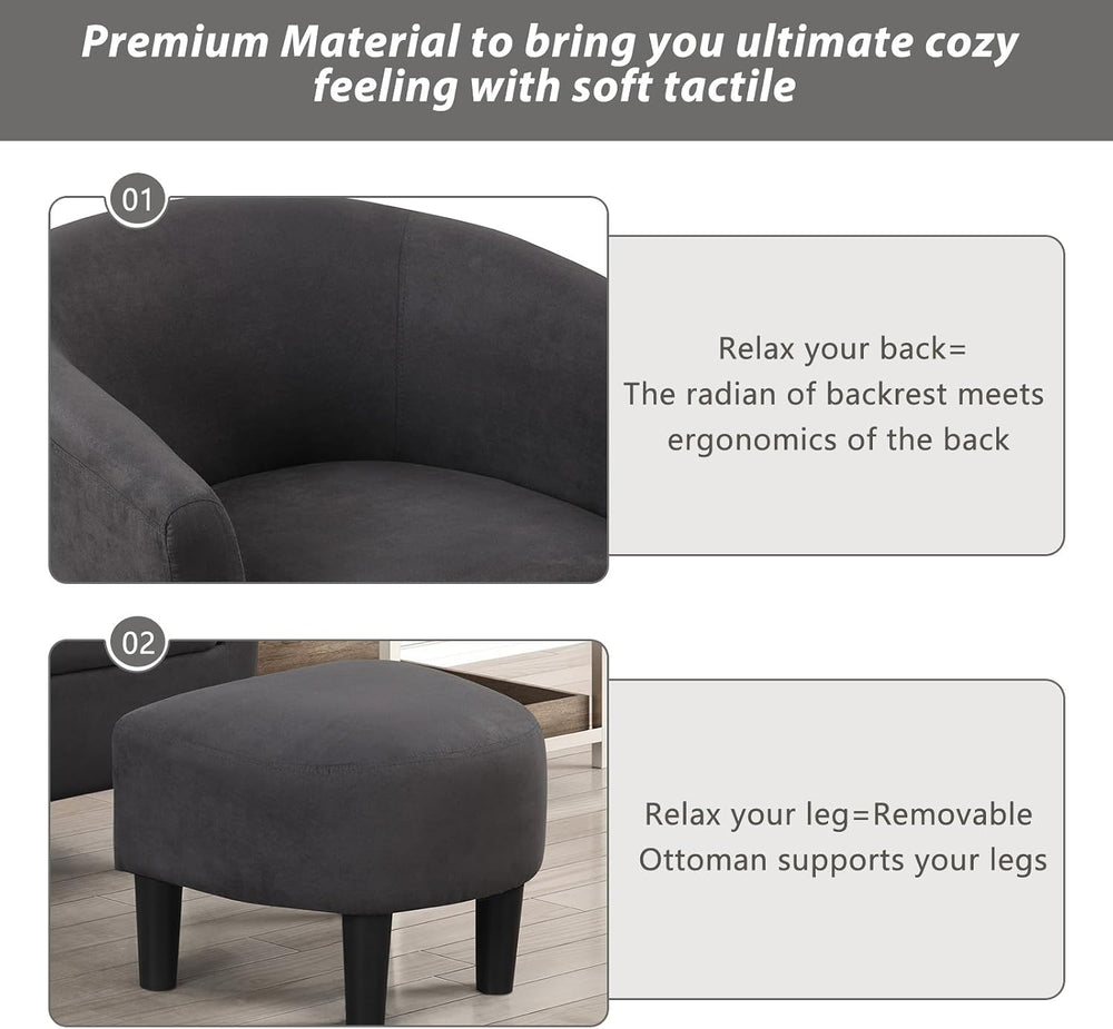 INZOY Modern Accent Chair with Ottoman for Small Space, Club Chair with Ottom...
