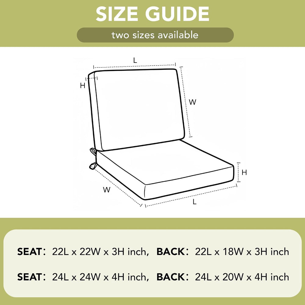 Outdoor Chair Cushions Set of 2, Water-Resistant & Fade-Resistant, Patio ...