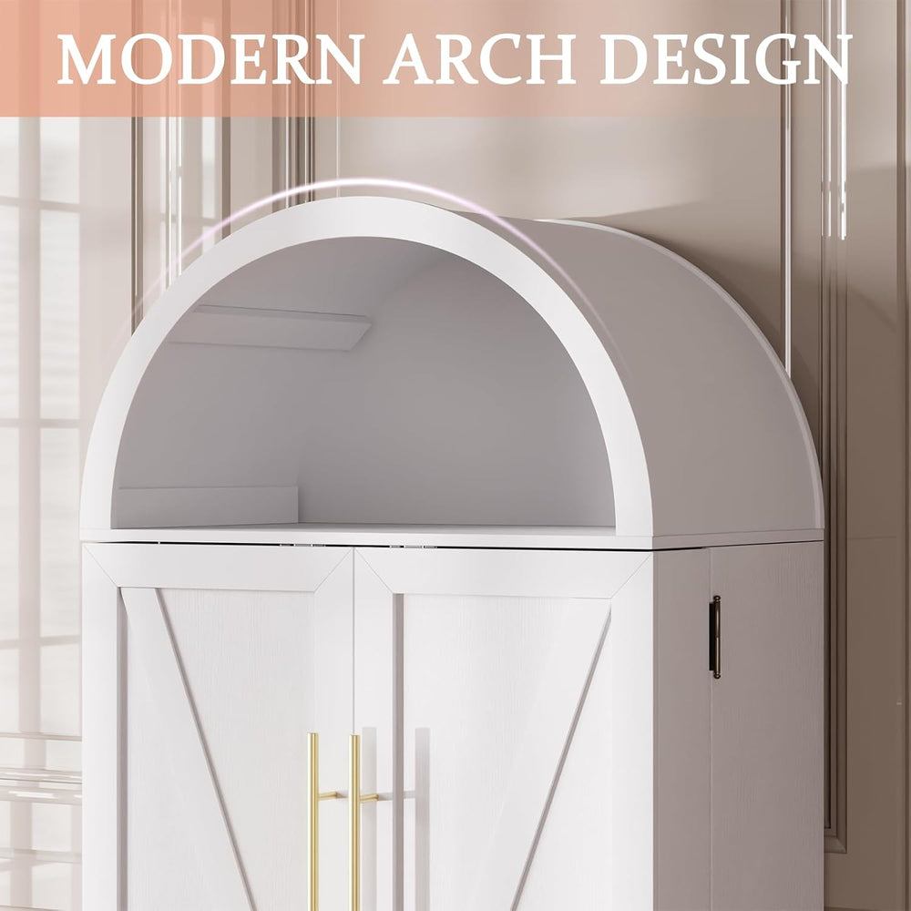 65" H Arched Kitchen Pantry, Modern Cupboard Storage Cabinet with 10 Sid...