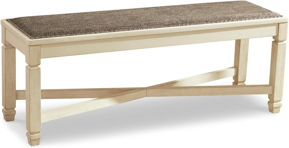 Signature Design by Ashley Bolanburg Upholstered Dining Bench, 50", Whit...