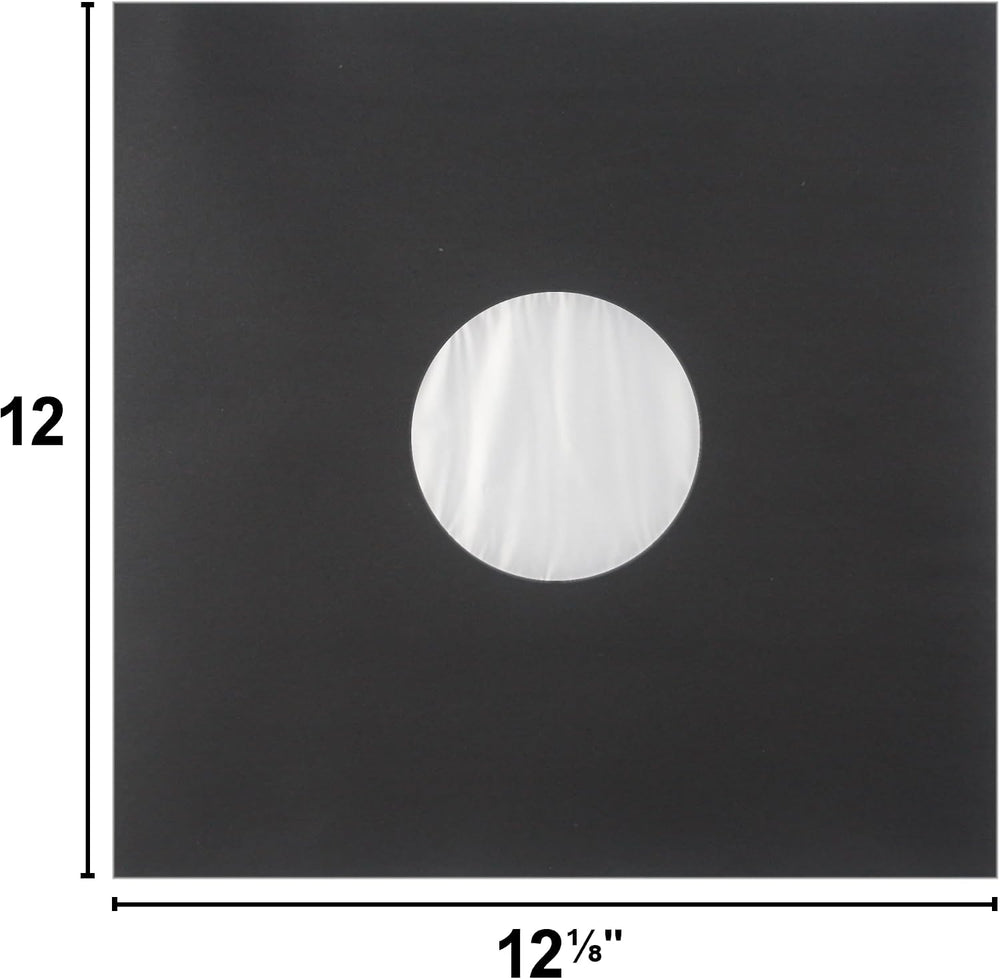 12" Premium Black Polylined Record Inner Sleeves - Archival Quality, Hea...