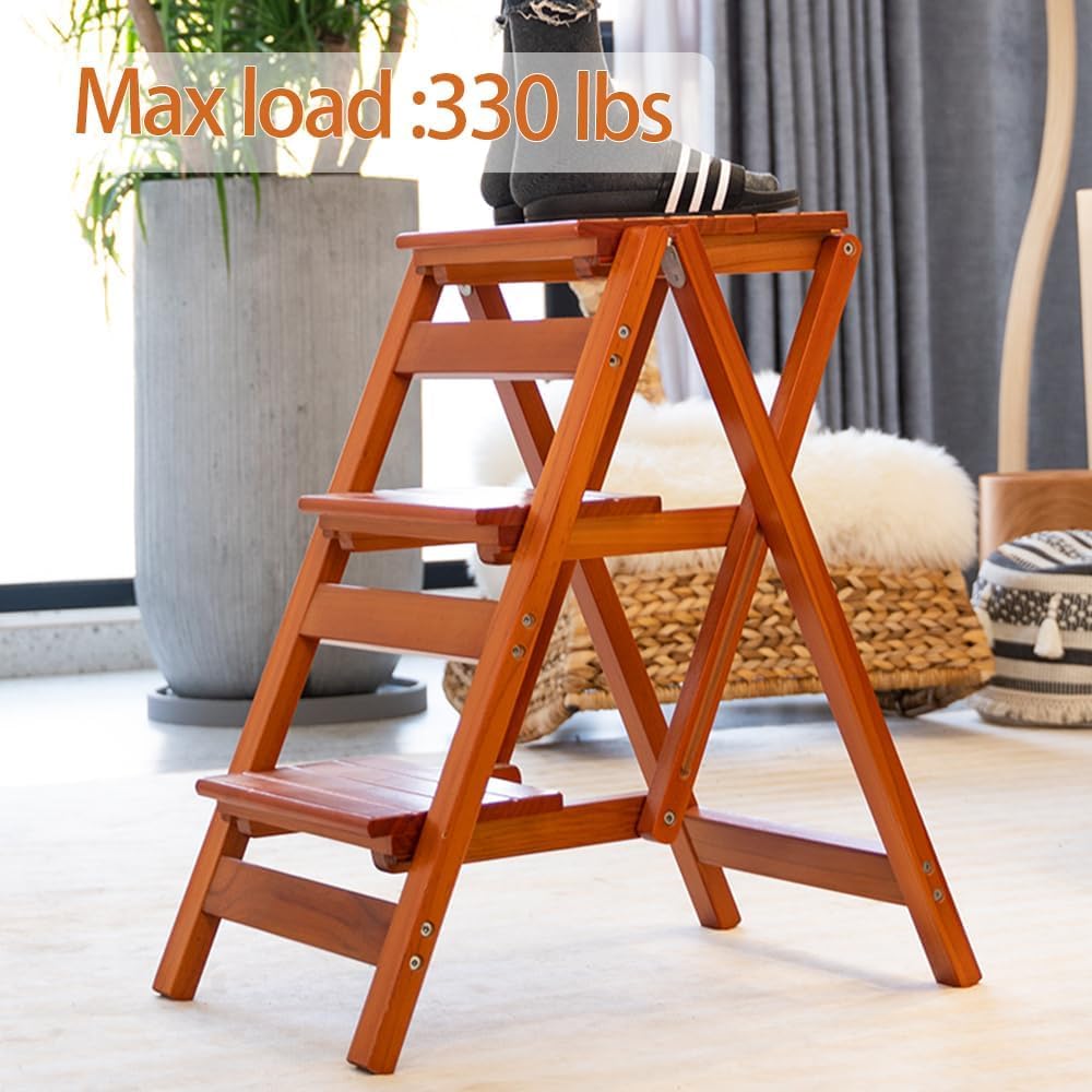 Wooden Step Stool for Adults/Folding stools Wood Step Ladder/Lightweight Step...