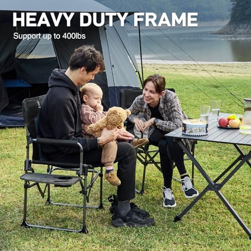EVER ADVANCED Camping Directors' Chair with Side Table, Portable Folding ...