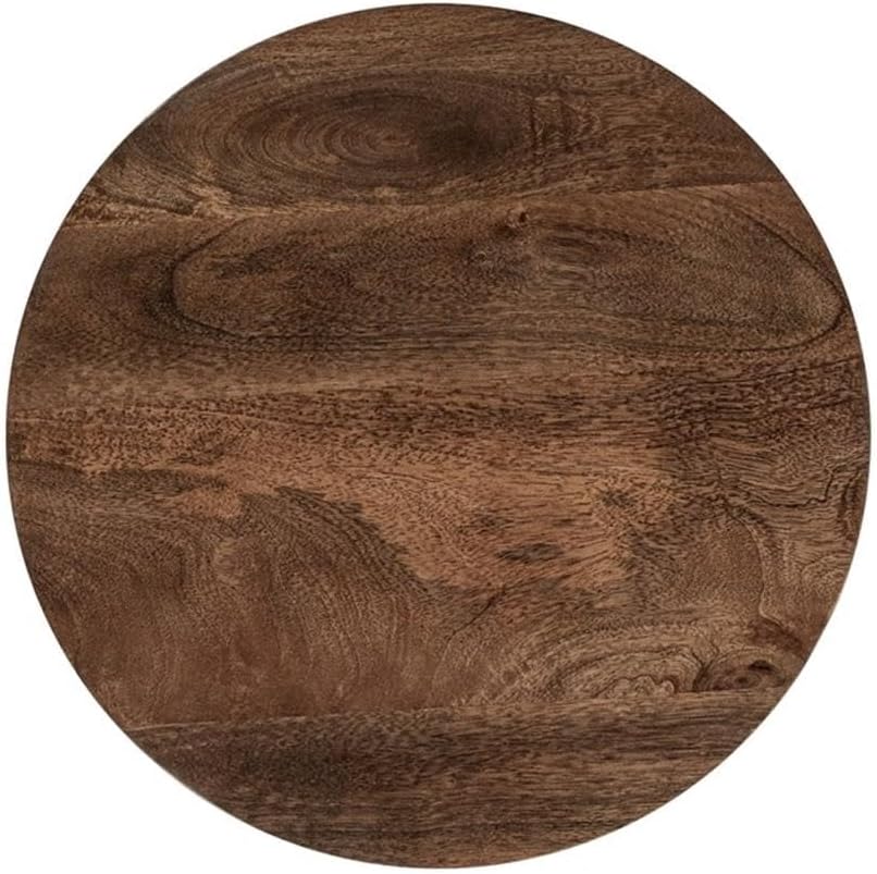 Pemberly Row Mango Wood Leather Wrap Accent End Table, Chestnut Finish, 16Wx1...