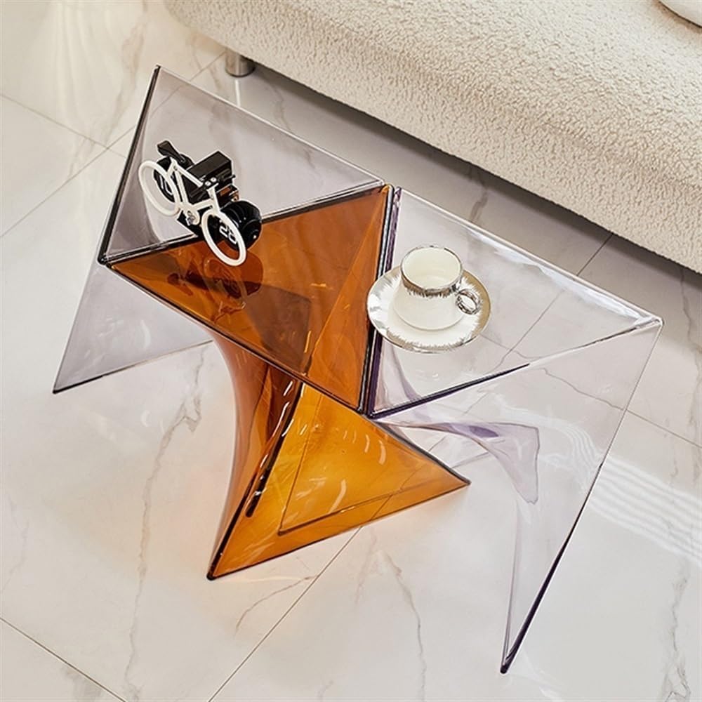 Modern Acrylic Coffee Table, Stackable End Tables Living Room, Clear Plastic ...