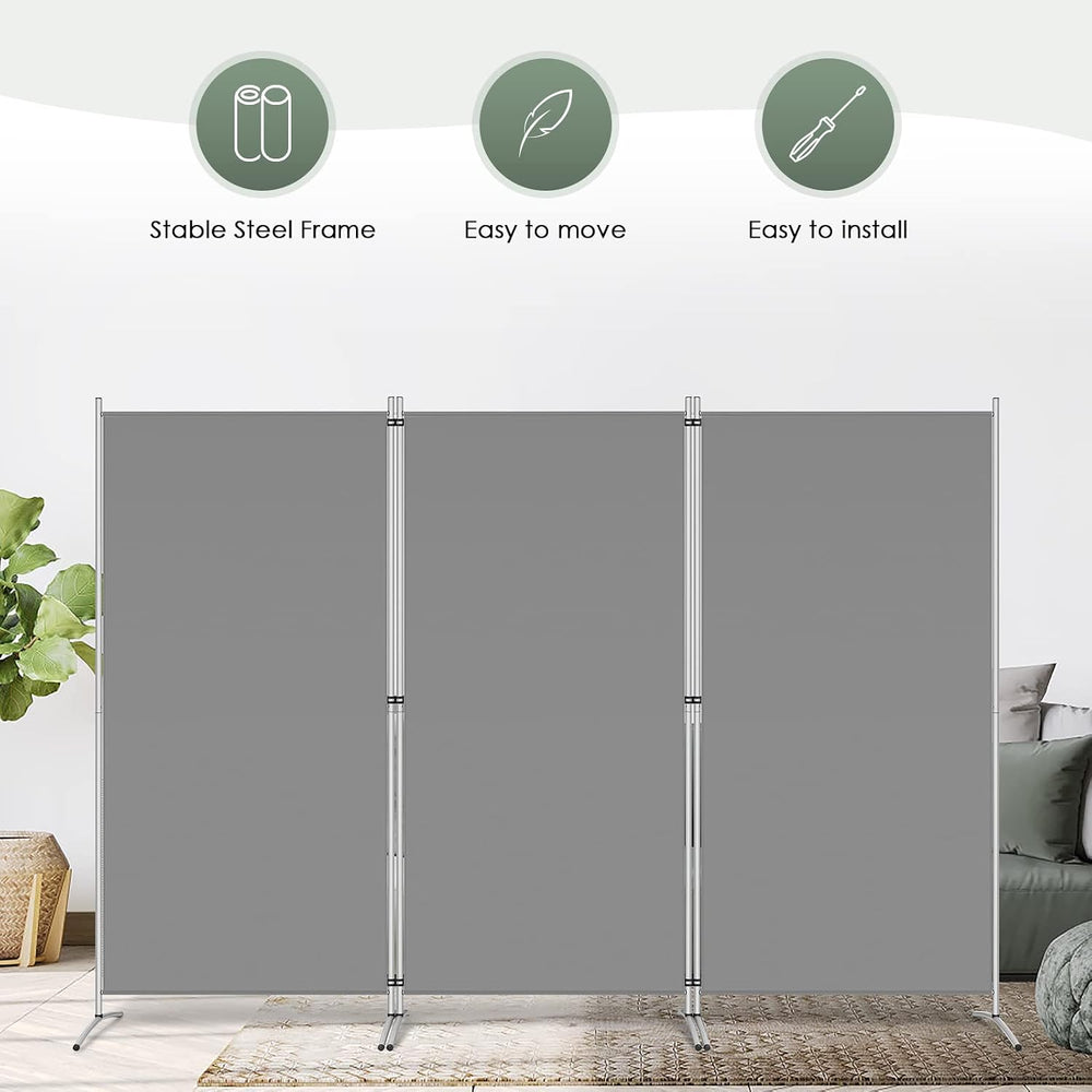 RANTILA 3 Panel Room Divider, 6 Ft Tall Folding Privacy Screen Freestanding R...