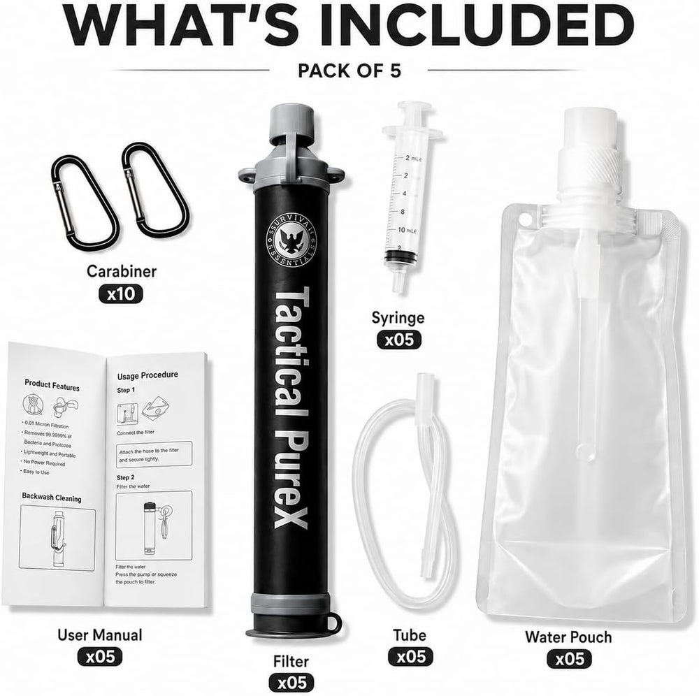 Tactical PureX Water Filter Straw, Portable Water Purifier (5)