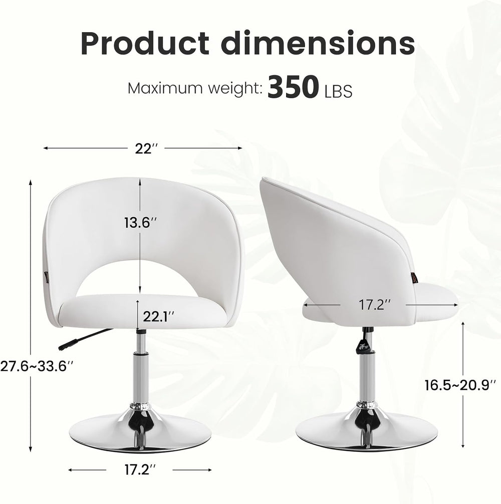 Furniliving Makeup Vanity Chair, Flexible Round-Back Accent Chair with Plated...